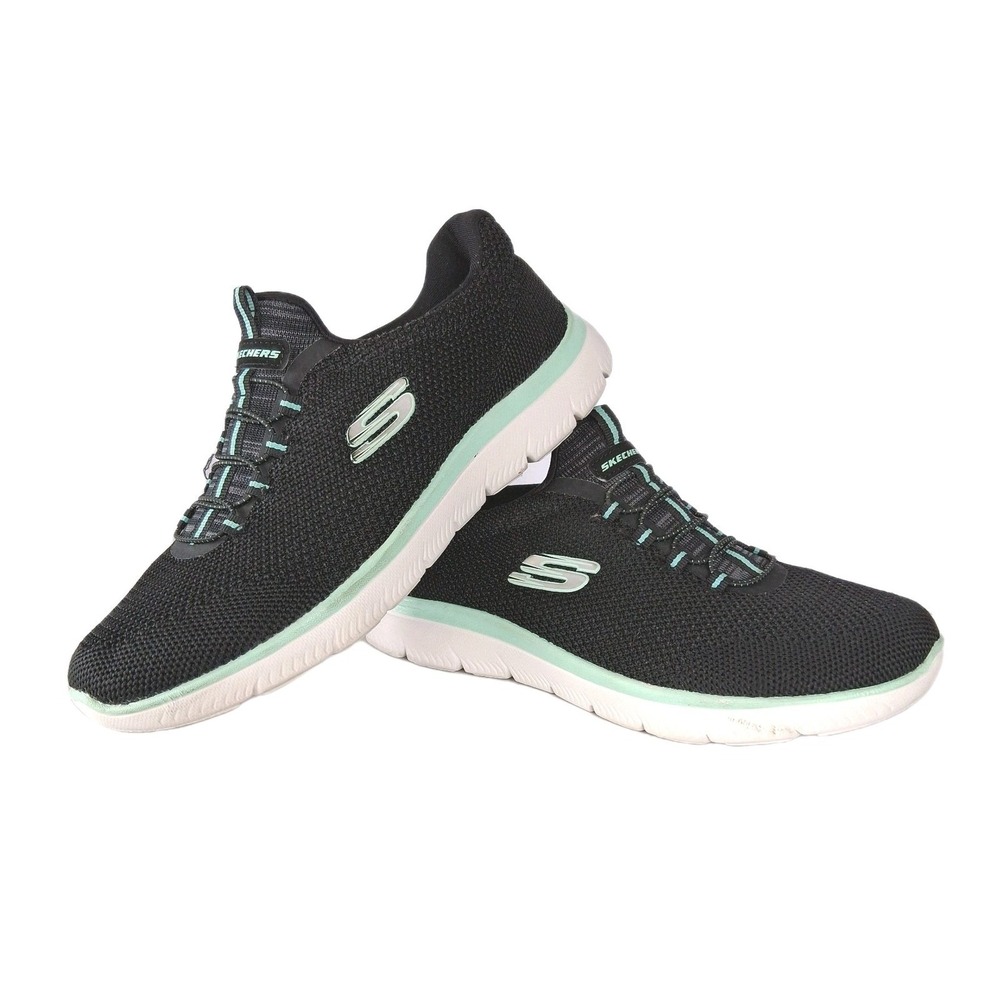 SKECHERS Sport Summits-Cool Sneakers Athletic Shoes Black/ Teal Women's Size 7.5